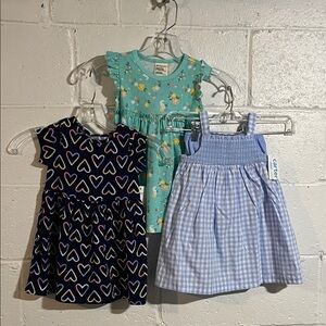 Three Baby Dresses with Heart and Floral Patterns NWT 18 months